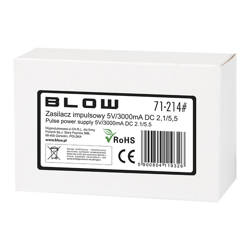 Zasilacz impulsowy 5v/3a 2,1/5,5 71-214#